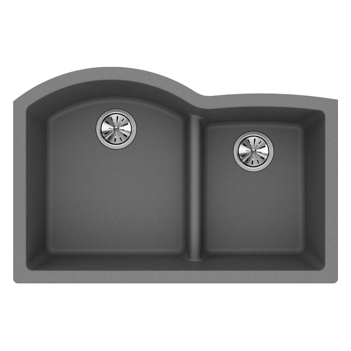 Elkay ELGHU3322RGS0 Quartz Classic 33 x 22 x 10" 2-Bowl Undermount Kitchen Sink, Greystone