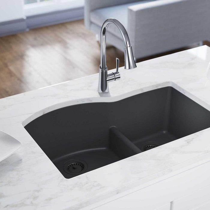 Elkay ELGHU3322RGY0 Quartz Classic 33 x 22 x 10" 2-Bowl Undermount Kitchen Sink, Dusk Gray