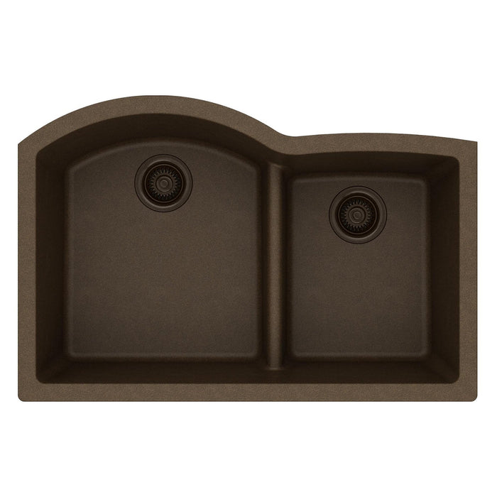 Elkay ELGHU3322RMC0 Quartz Classic 33 x 22 x 10" 2-Bowl Undermount Kitchen Sink, Aqua Divide, Mocha