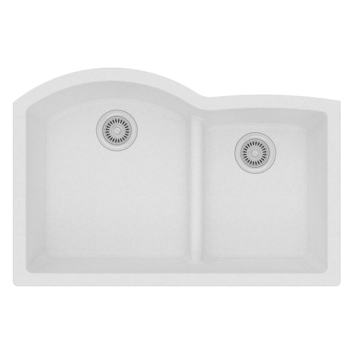 Elkay ELGHU3322RWH0 Quartz Classic 33 x 22 x 10" 2-Bowl Undermount Kitchen Sink, Aqua Divide, White