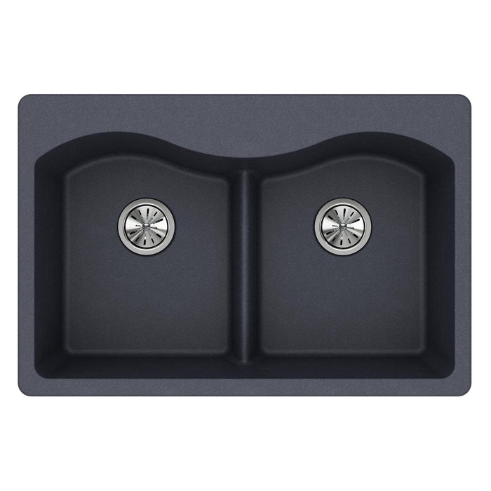 Elkay ELGLB3322GY0 Quartz Classic 33 x 22 x 9-1/2" 2-Bowl Top Mount Kitchen Sink, Dusk Gray