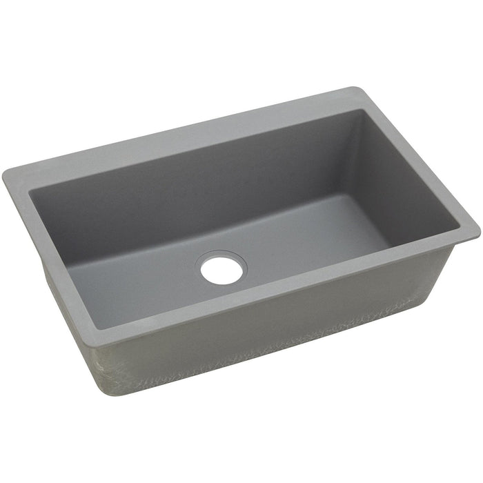 Elkay ELGR13322GS0 Quartz Classic 33" x 20-7/8" x 9-7/16", 1-Bowl Top Mount Kitchen Sink, Greystone