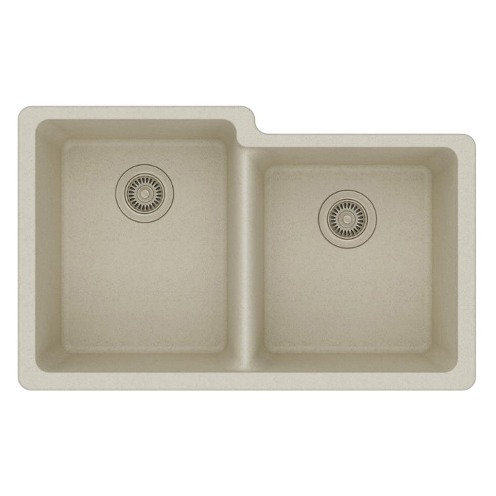Elkay ELGU250RBQ0 Quartz Classic 33" x 20-1/2" x 9-1/2" 2-Bowl Undermount Kitchen Sink, Bisque