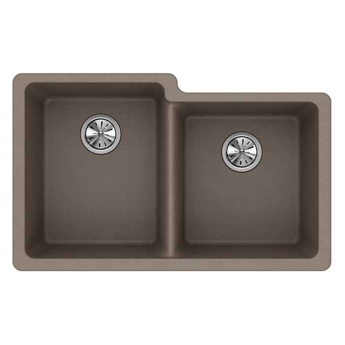 Elkay ELGU250RGR0 Quartz Classic 33" x 20-1/2" x 9-1/2" 2-Bowl Undermount Kitchen Sink, Greige