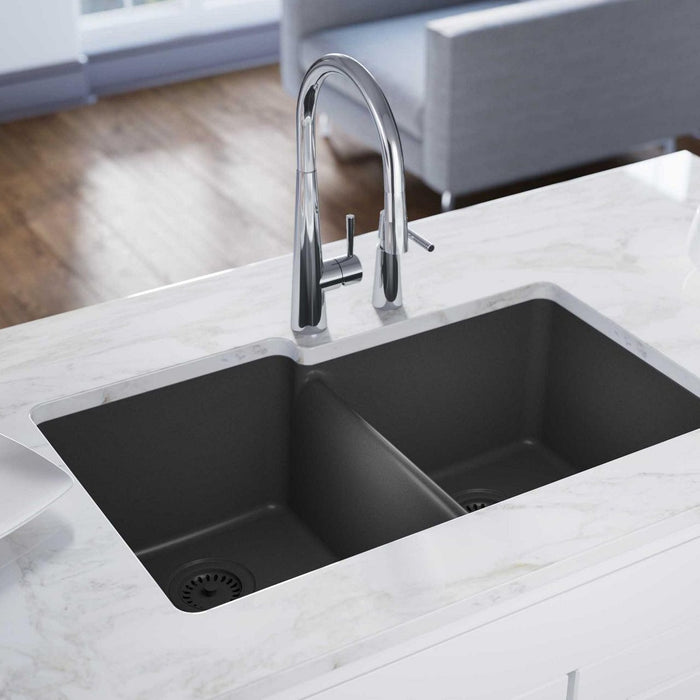 Elkay ELGU250RGY0 Quartz Classic 33" x 20-1/2" x 9-1/2" 2-Bowl Undermount Kitchen Sink, Dusk Gray