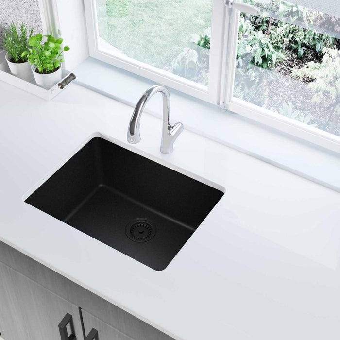 Elkay ELGU2522BK0 Quartz Classic 24-5/8" x 18-1/2" x 9-1/2", 1-Bowl Undermount Kitchen Sink, Black