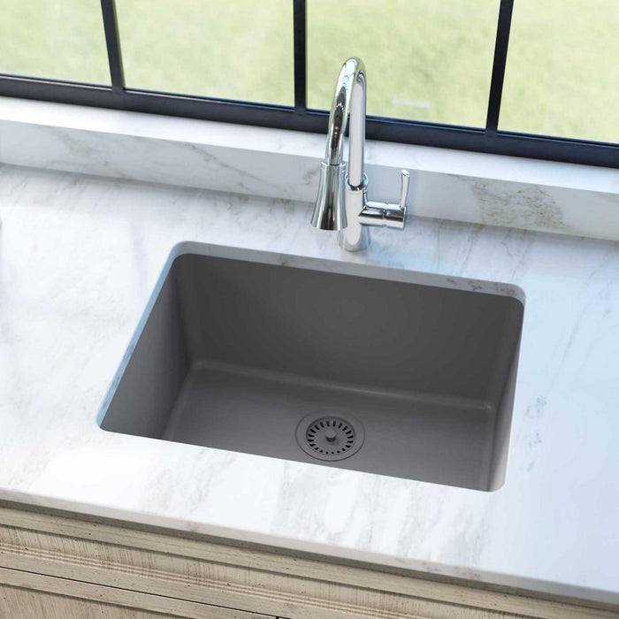 Elkay ELGU2522GS0 Quartz Classic 24-5/8" x 18-1/2" x 9-1/2" Undermount Kitchen Sink, Greystone