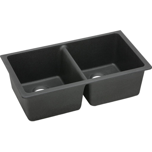 Elkay ELGU3322BK0 Quartz Classic 33" x 18-1/2" x 9-1/2", Double Bowl Undermount Kitchen Sink, Black