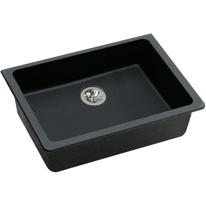 Elkay ELGUAD2519PDBK0 Quartz Classic 25 x 18-1/2 x 5-1/2" Undermount Kitchen Sink, Perfect Drain, Black