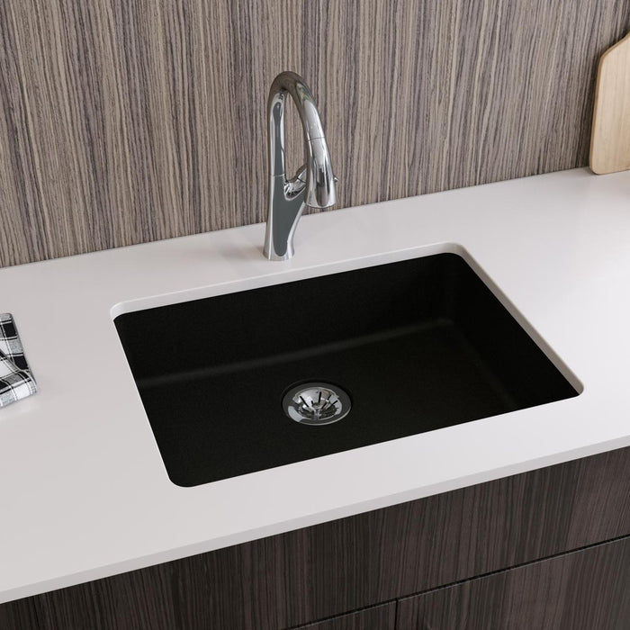 Elkay ELGUAD2519PDBK0 Quartz Classic 25 x 18-1/2 x 5-1/2" Undermount Kitchen Sink, Perfect Drain, Black