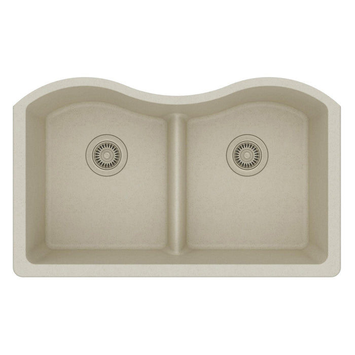 Elkay ELGULB3322BQ0 Quartz Classic 33 x 20 x 9-1/2" 2-Bowl Undermount Kitchen Sink, Bisque