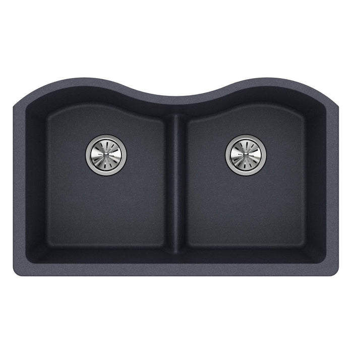 Elkay ELGULB3322GY0 Quartz Classic 33 x 20 x 9-1/2" 2-Bowl Undermount Kitchen Sink, Dusk Gray