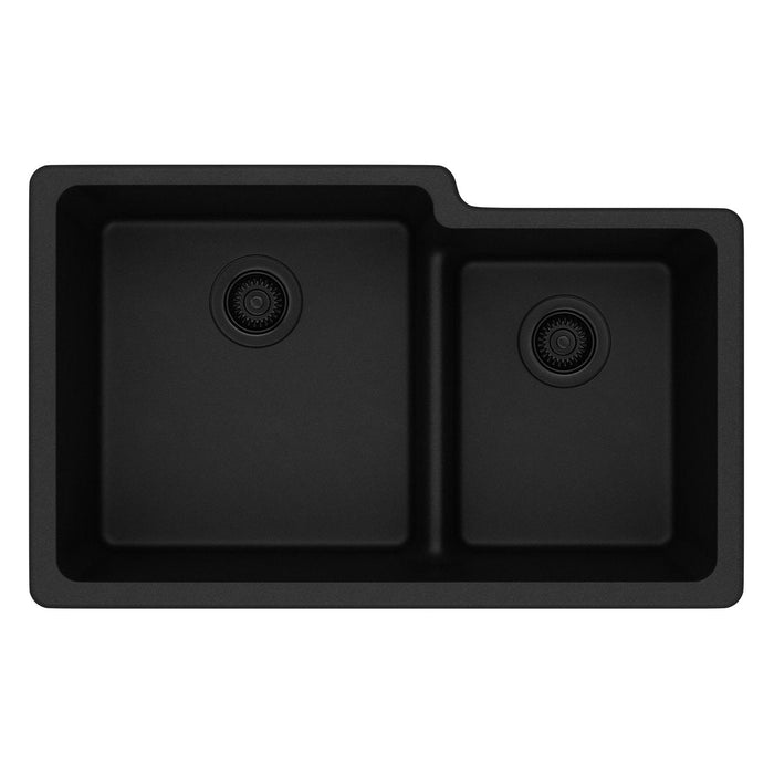 Elkay ELGULBO3322BK0 Quartz Classic 33 x 20-1/2 x 9-1/2" 2-Bowl Undermount Kitchen Sink, Black