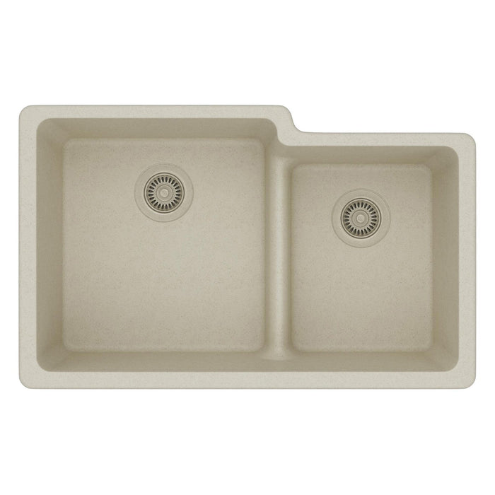 Elkay ELGULBO3322BQ0 Quartz Classic 33 x 20-1/2 x 9-1/2" 2-Bowl Undermount Kitchen Sink, Bisque