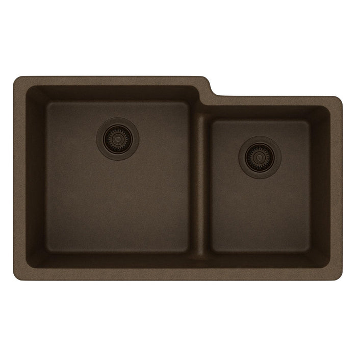 Elkay ELGULBO3322MC0 Quartz Classic 33 x 20-1/2 x 9-1/2" 2-Bowl Undermount Kitchen Sink, Mocha