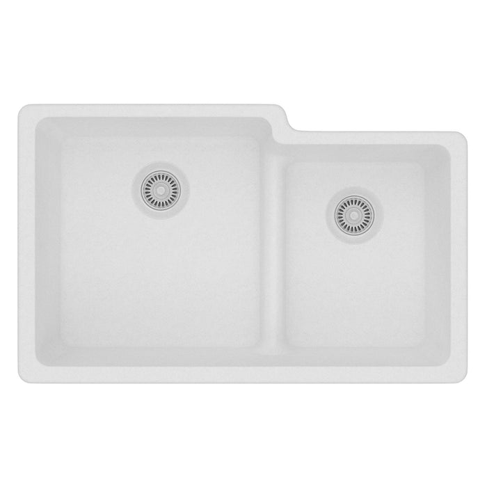 Elkay ELGULBO3322WH0 Quartz Classic 33 x 20-1/2 x 9-1/2" 2-Bowl Undermount Kitchen Sink, White
