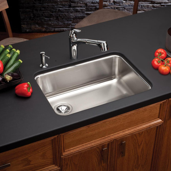 Elkay ELUH2317L Lustertone Stainless Steel 25-1/2" x 19-1/4" x 8", 1-Bowl Undermount Kitchen Sink