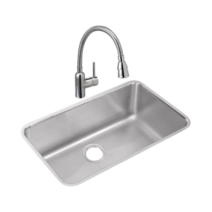 Elkay ELUH281610 Lustertone Stainless Steel 30-1/2" x 18-1/2" x 10", 1-Bowl Undermount Kitchen Sink
