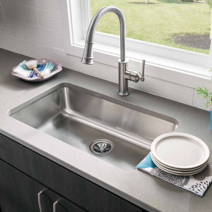Elkay ELUH2816 Lustertone Stainless Steel 30-1/2" x 18-1/2" x 7-1/2", 1-Bowl Undermount Kitchen Sink