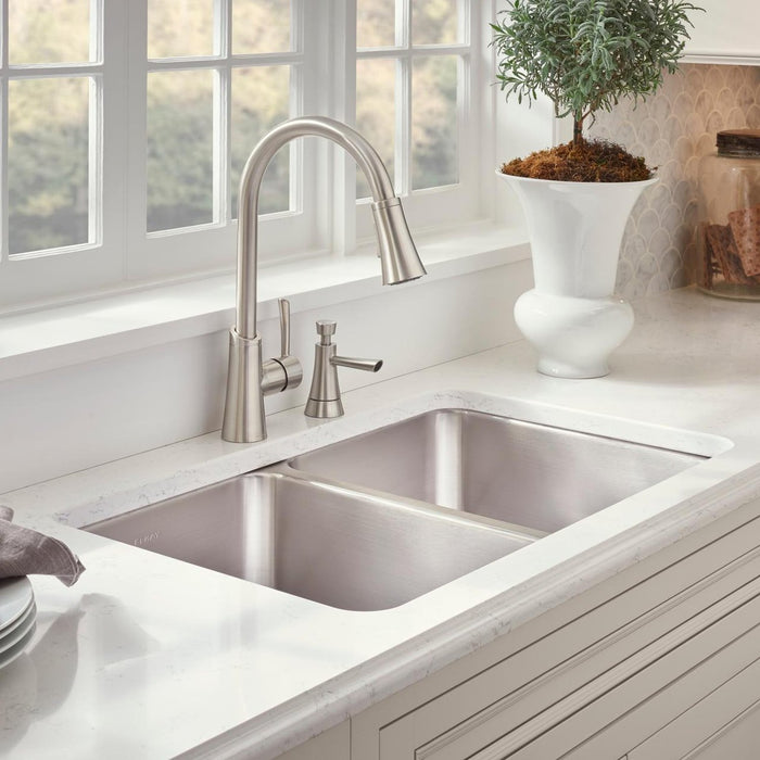 Elkay ELUH311810PD Lustertone 30-3/4 x 18-1/2 x 10" 2-Bowl Undermount Kitchen Sink, Perfect Drain