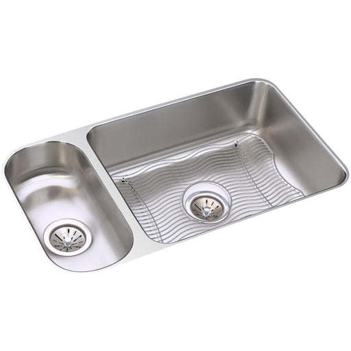 Elkay ELUH3219DBG Lustertone 32-1/4 x 18-1/4 x 7-3/4" 30/70 2-Bowl Undermount Kitchen Sink Kit