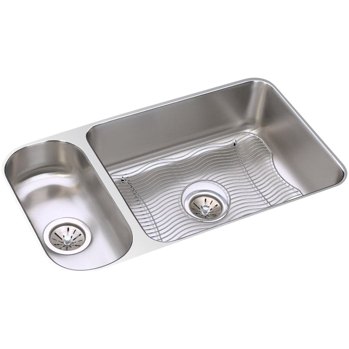 Elkay ELUH3219DBG Lustertone 32-1/4 x 18-1/4 x 7-3/4" 30/70 2-Bowl Undermount Kitchen Sink Kit