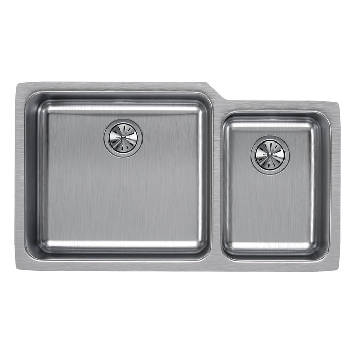 Elkay ELUH3520R Lustertone Stainless Steel 35-1/4 x 20-1/2 x 9-7/8" 60/40 2-Bowl Undermount Kitchen Sink