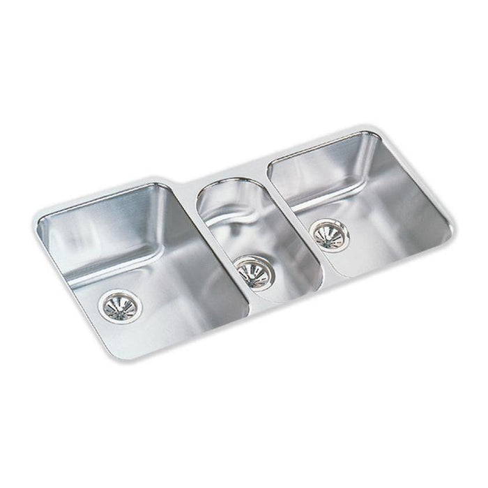 Elkay ELUH4020DBG Lustertone Stainless Steel 40 x 20-1/2 x 9-7/8" Triple Bowl Undermount Kitchen Sink Kit