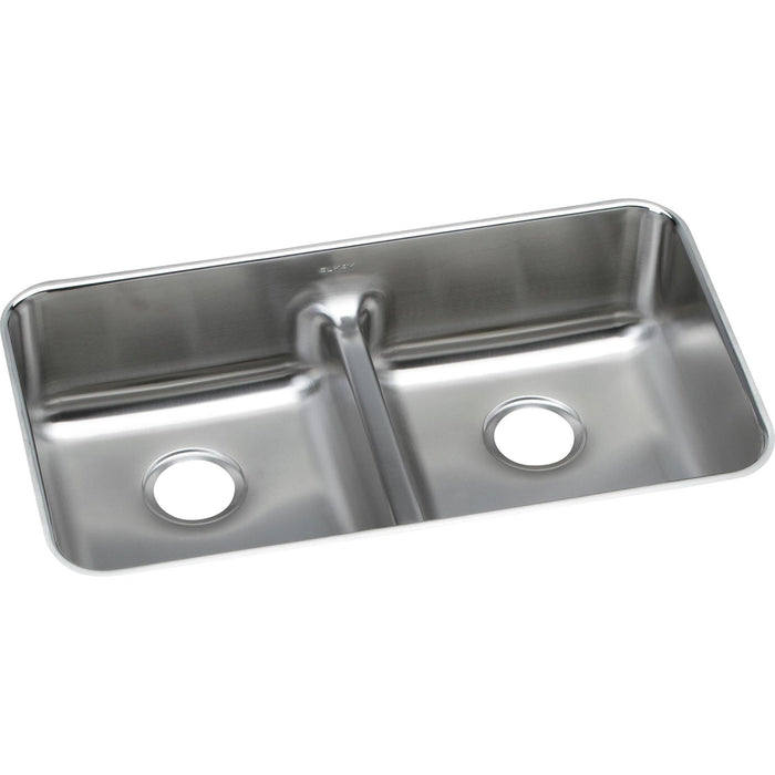 Elkay ELUHAQD3218 Lustertone 32-1/16 x 18-1/2 x 8" 2-Bowl Undermount Kitchen Sink, Aqua Divide