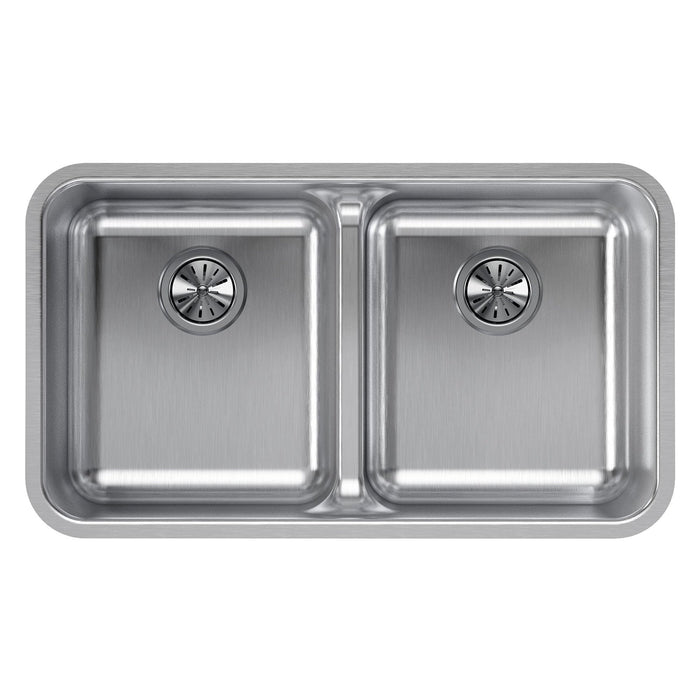 Elkay ELUHAQD3218 Lustertone 32-1/16 x 18-1/2 x 8" 2-Bowl Undermount Kitchen Sink, Aqua Divide