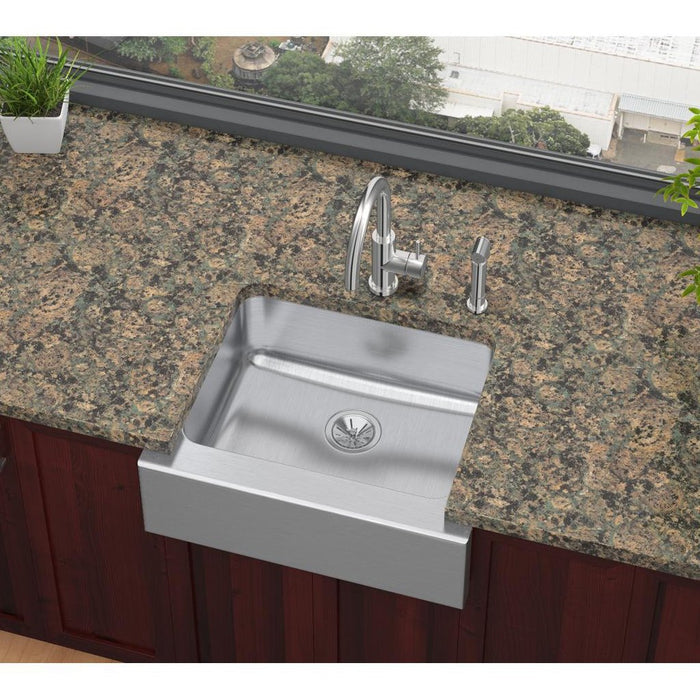 Elkay ELUHF2520 Lustertone Stainless Steel 25" x 20-1/2" x 7-7/8", 1-Bowl Farmhouse Kitchen Sink