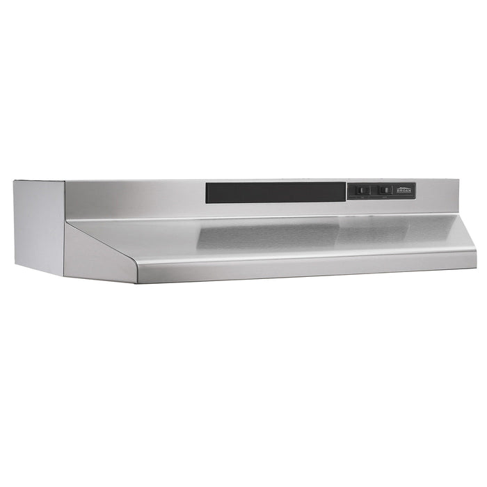 Broan F403604 36" Convertible Under-Cabinet Range Hood, 230 Max Blower CFM, Stainless Steel