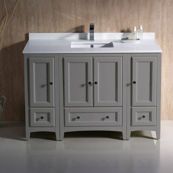 Fresca FCB20-122412GR-CWH-U Oxford 48" Gray Traditional Bathroom Cabinets with Top & Sink