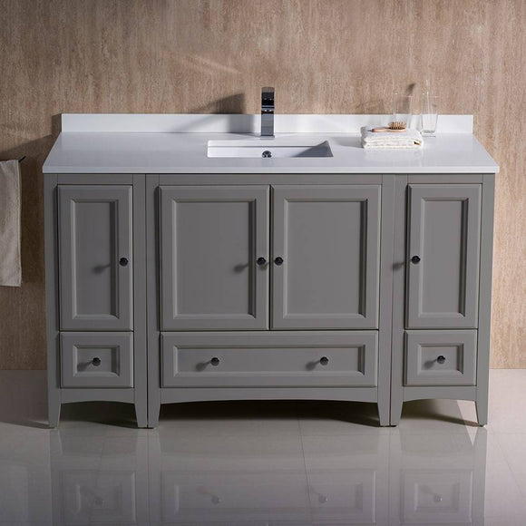 Fresca FCB20-123012GR-CWH-U Oxford 54" Gray Traditional Bathroom Cabinets with Top & Sink