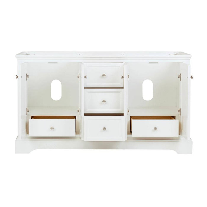 Fresca FCB2460WHM Windsor 60" Matte White Traditional Double Sink Bathroom Cabinet