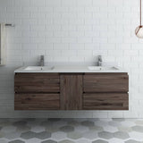 Fresca FCB31-241224ACA-CWH-U Formosa 60" Wall Hung Double Sink Modern Bathroom Cabinet with Top & Sinks