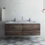 Fresca FCB31-3030ACA-CWH-U Formosa 60" Wall Hung Double Sink Modern Bathroom Cabinet with Top & Sinks