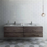 Fresca FCB31-3636ACA-CWH-U Formosa 72" Wall Hung Double Sink Modern Bathroom Cabinet with Top & Sinks