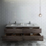 Fresca FCB31-3636ACA-CWH-U Formosa 72" Wall Hung Double Sink Modern Bathroom Cabinet with Top & Sinks