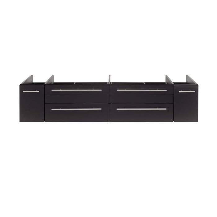 Fresca FCB6172ES-VSL Lucera 72" Espresso Wall Hung Double Vessel Sink Modern Bathroom Cabinet