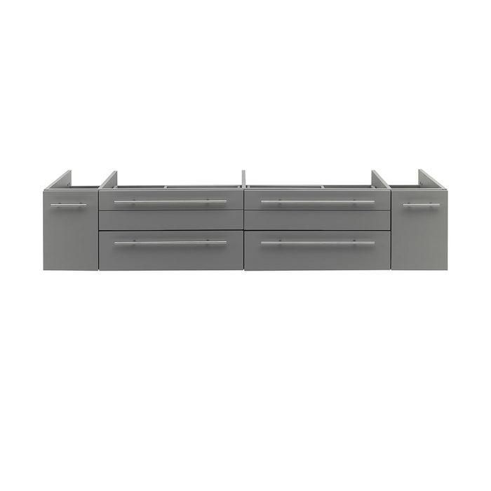 Fresca FCB6172GR-VSL Lucera 72" Gray Wall Hung Double Vessel Sink Modern Bathroom Cabinet