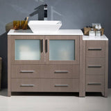 Fresca FCB62-3612GO-CWH-V Torino 48" Gray Oak Modern Bathroom Cabinets with Top & Vessel Sink