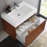 Fresca FCB8007TK-I Mezzo 30" Teak Wall Hung Modern Bathroom Cabinet with Integrated Sink