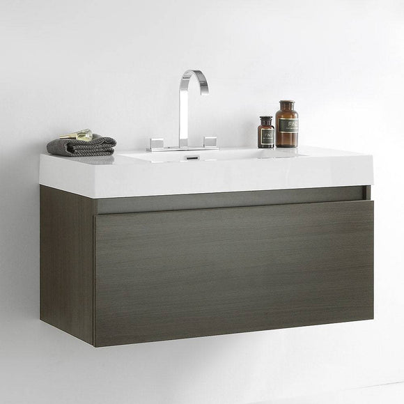 Fresca FCB8010GO-I Mezzo 39" Gray Oak Modern Bathroom Cabinet with Integrated Sink