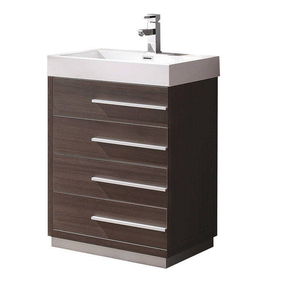 Fresca FCB8024GO-I Livello 24" Gray Oak Modern Bathroom Cabinet with Integrated Sink