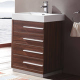 Fresca FCB8024GW-I Livello 24" Walnut Modern Bathroom Cabinet with Integrated Sink