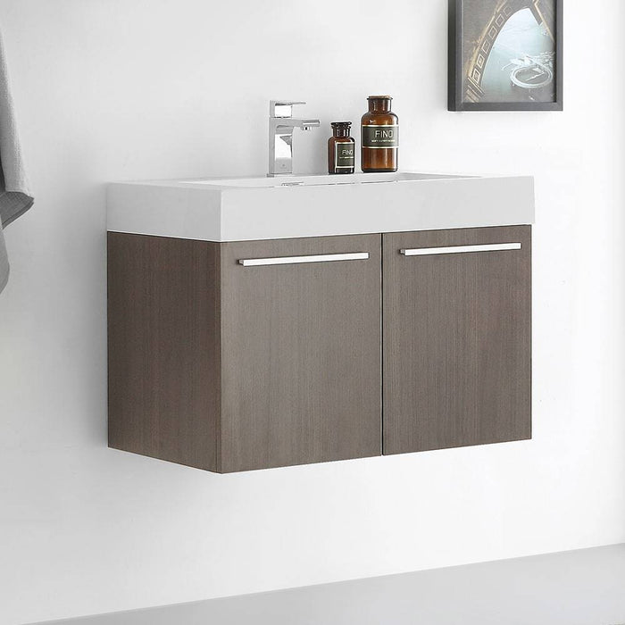 Fresca FCB8089GO-I Vista 30" Gray Oak Wall Hung Modern Bathroom Cabinet with Integrated Sink