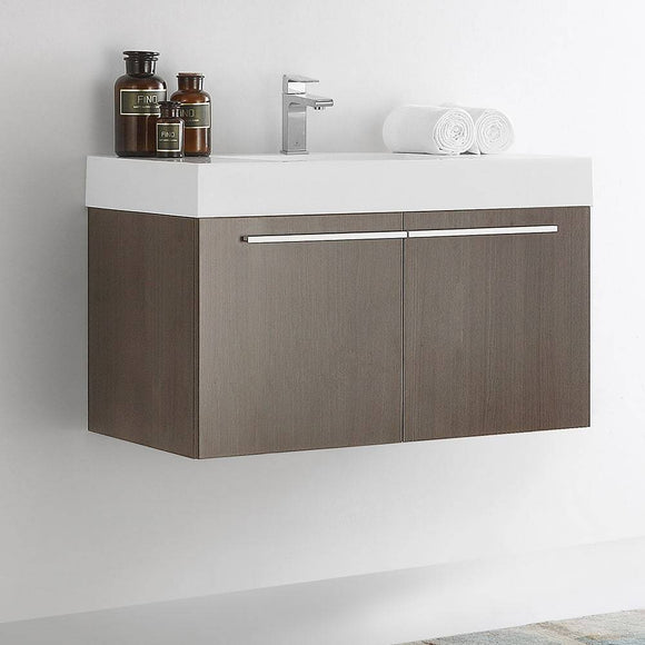 Fresca FCB8090GO-I Vista 36" Gray Oak Modern Bathroom Cabinet with Integrated Sink