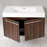 Fresca FCB8090GW-I Vista 36" Walnut Modern Bathroom Cabinet with Integrated Sink