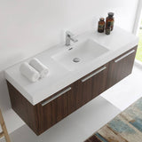 Fresca FCB8093GW-I Vista 60" Walnut Wall Hung Single Sink Modern Bathroom Cabinet with Integrated Sink